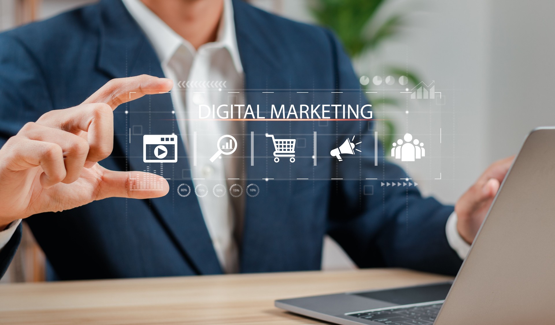 Digital marketing media concept . Digital marketing technology for online businesses.